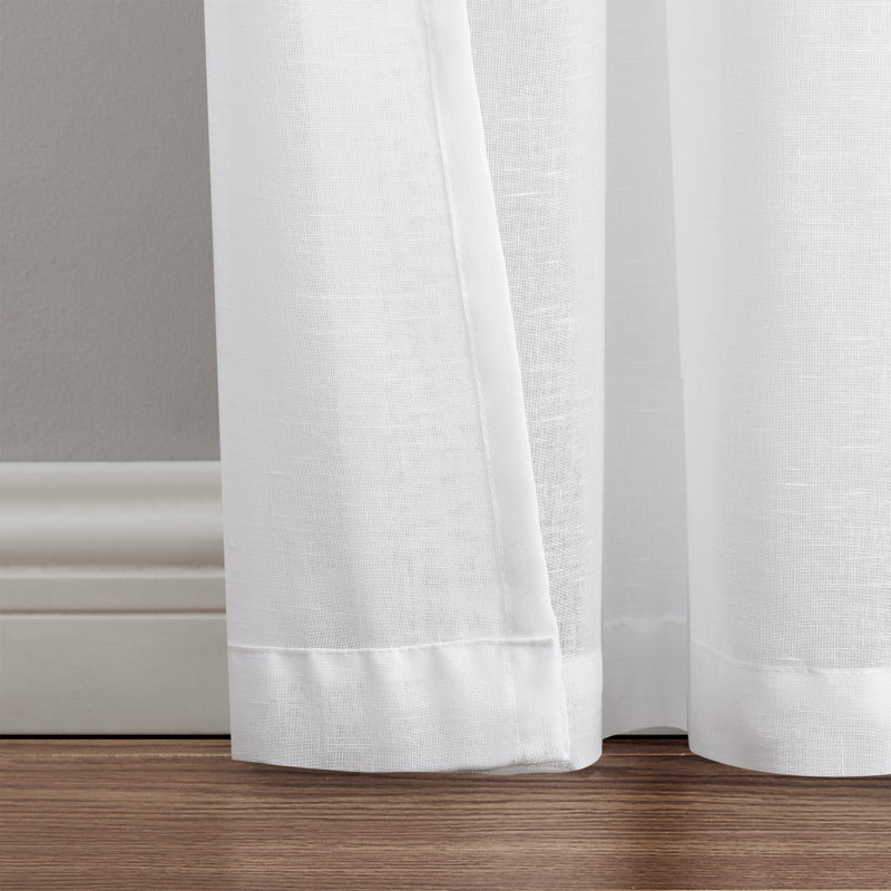 White Sheer Polyester Tab Top Window Curtain Panel, 87" Length