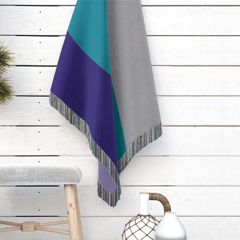 Couverture en coton Charlotte, Basketball Charlotte, l 50 po x L 60 po, Mauve foncé / bleu sarcelle / gris