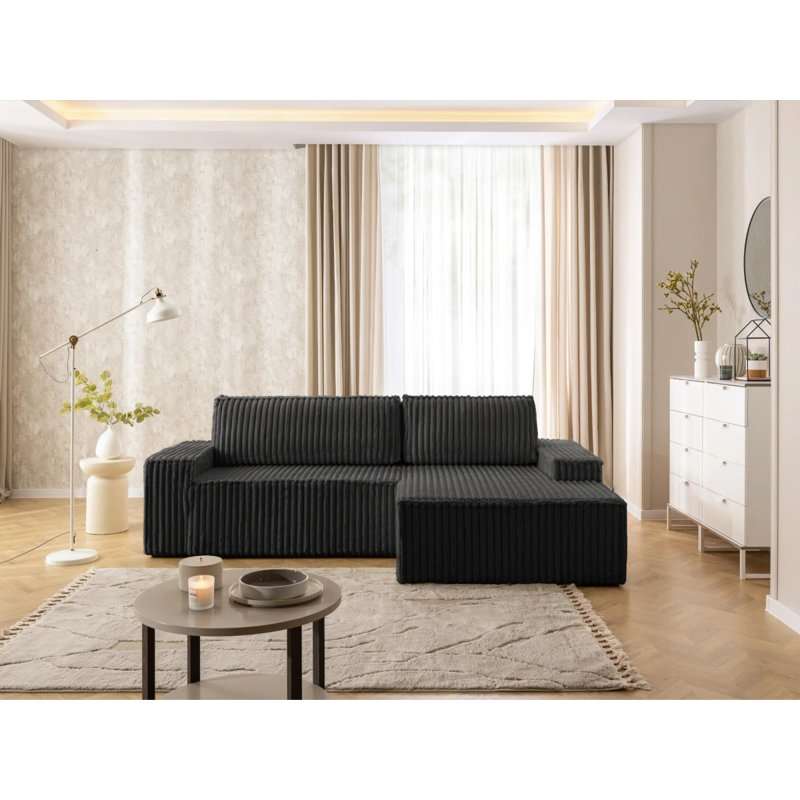 Rivio 4 Seater Boucle Corner Sofa with Storage, Right-Hand Facing, Dark Grey