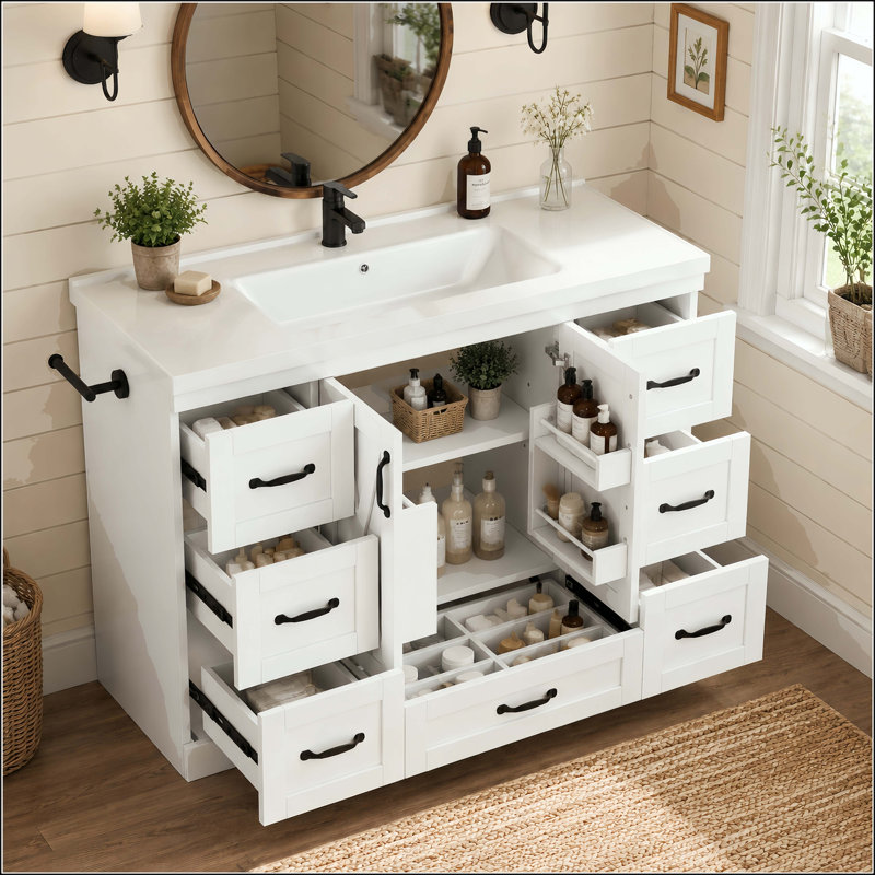 Meuble-lavabo 48 po avec 7 tiroirs Farmhouse