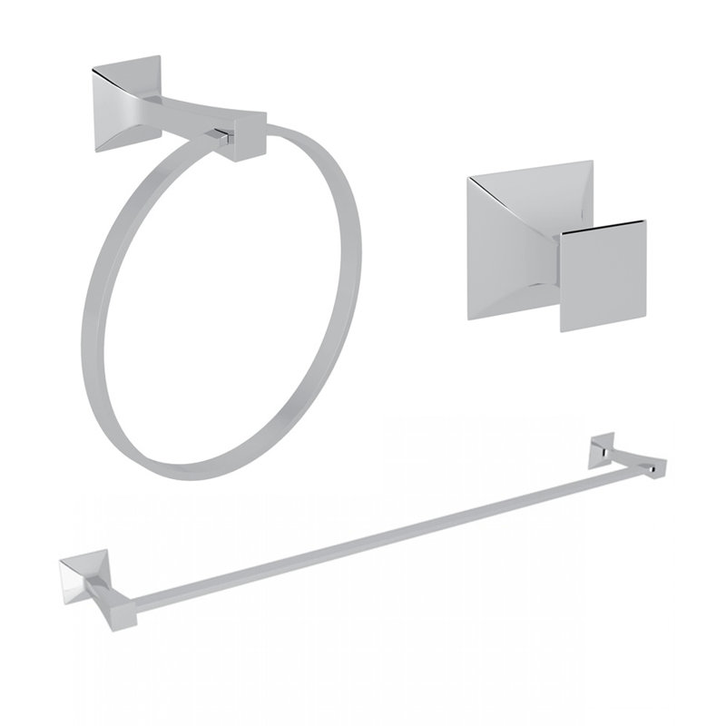 Vincent 3 Piece Bathroom Hardware Set, Polished Chrome