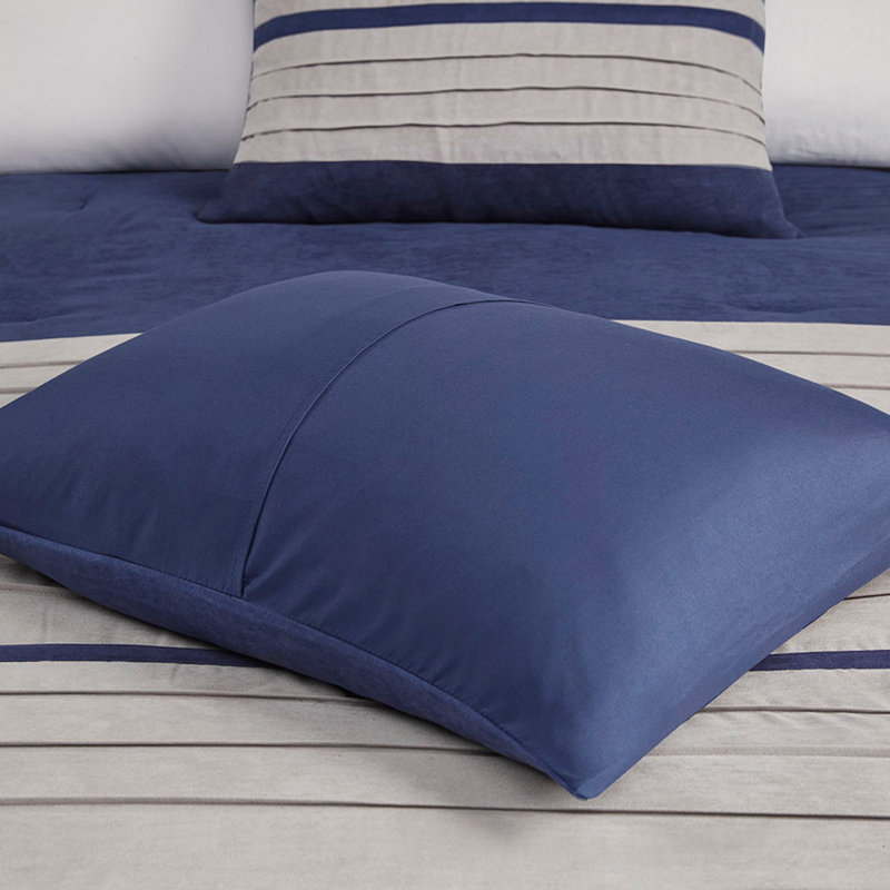 7 PC Pieced Comforter Set Blue