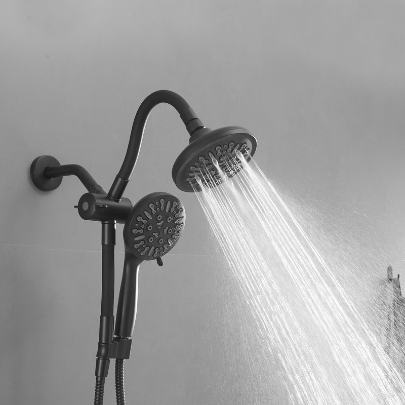 Single-Handle 8-Spray Dual Shower Faucet Set Trim Kit 1.8 GPM With Filtered Handheld Shower Head, Matte Black
