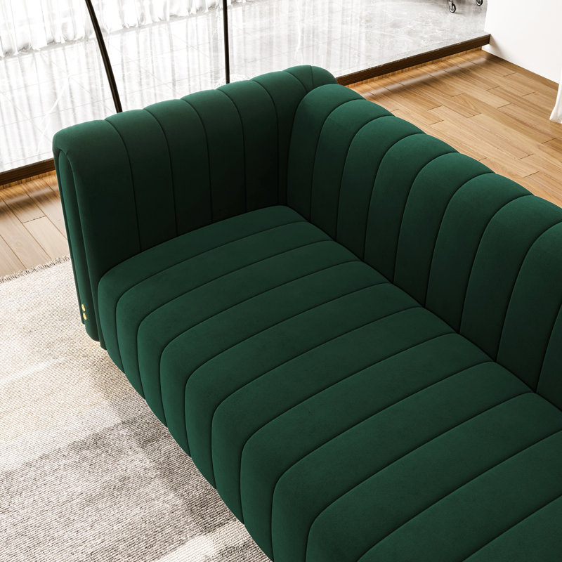 Roswitha 81.3'' Velvet Sofa, Green