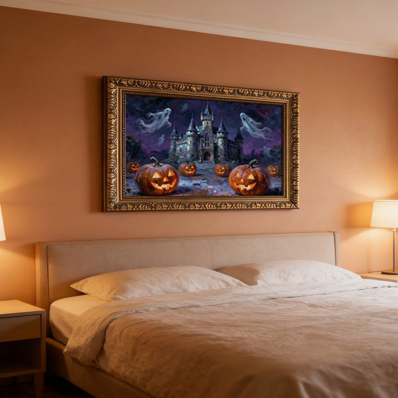 Château hanté fantôme (1) Cadre mural vintage orné – Cadre doré décoratif pour art., L 8 po x l 12 po