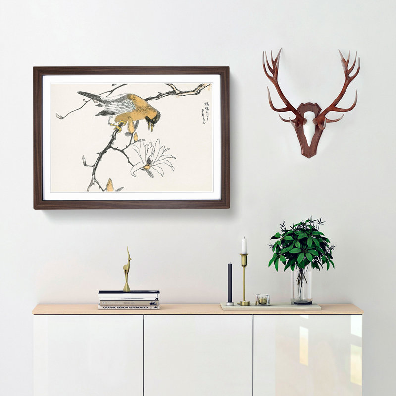 Tibetan Hoopoe Bird by Numata Kashu - Picture Frame Painting Print, 60cm H x 91cm W x 2cm D, Walnut