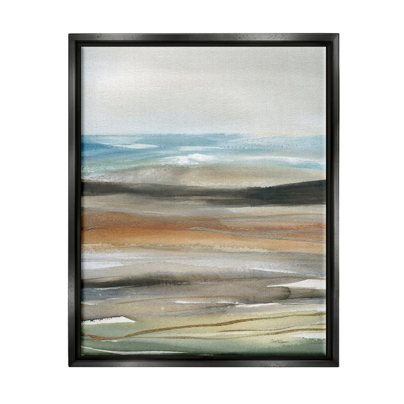 Peinture abstraite de paysage par Carol Robinson, peinture, H 21 po x l 17 po x P 1,7 po, Cadre flottant noir de jais