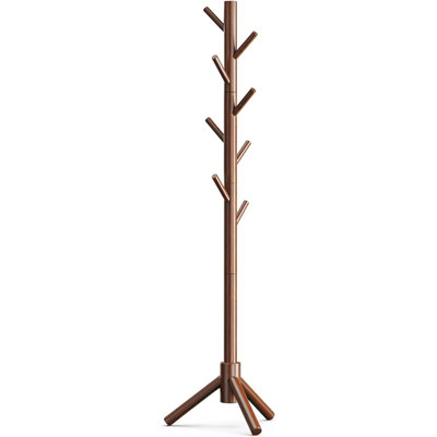 Coat Rack Stand, Wooden Coat Rack Freestanding With 8 Hooks, Coat Tree With 3 Height Configurations For Entryway, Hallway, Bedroom, Office -  Latitude RunÂ®, BBF8B24836C449D588781A047B5A1C0E