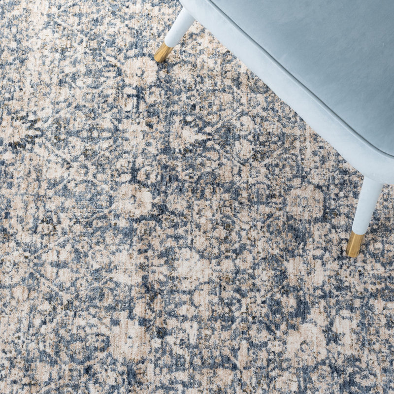 Tapis bleu marine / ivoire Currey, Rectangle 8 pi x 10 pi