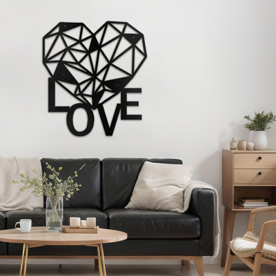 Geometric Heart LOVE Modern Abstract Wall Accent Sculpture Hanging Decoration Metal Wall Decor