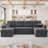 110'' U-Shaped Sectional Sofa Bed, Pull Out Sleeper Couch With Storage, Charging Station and Light Strips-1845503886