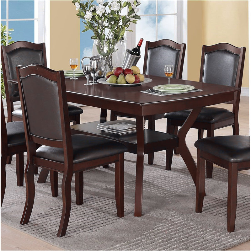 Table de salle à manger d'apparence formelle avec 12 chaises et 6 chaises d'appoint en bois massif au fini espresso 7 pièces