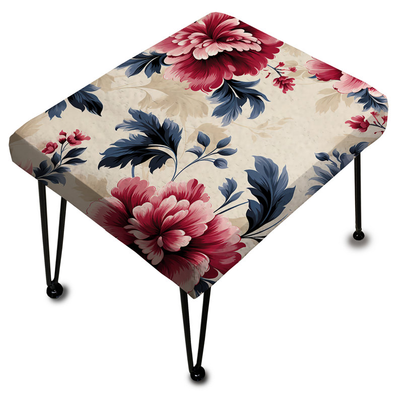 Pink Love Peonies Damask Poetry - Damask Rectangle Ottoman