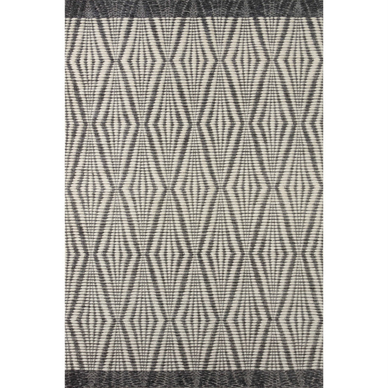 Tapis ivoire / gris anthracite tissé à la main Roseanna, Rectangle 2 pi 3 po x 3 pi 9 po
