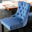 Tabourets de bar contemporains en velours, éponge à rebond élevé, garniture - 2 tabourets bleus faits à la main, mousse élastique-457947556