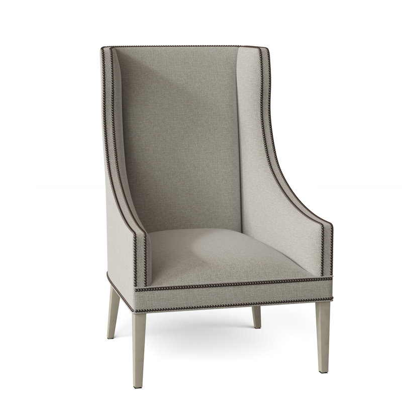 Frances Wingback Chair, Aged Bronze, Straw (3162 08), Espresso