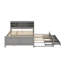 Lit double en bois avec tête de lit avec rangement, port USB, lit gigogne et 3 tiroirs-1751094570