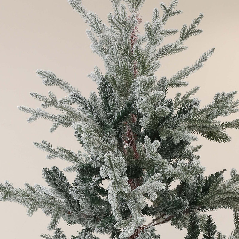 Arbre de Noël artificiel à charnière avec pointes enneigées et support en métal pliable, H 6 pi
