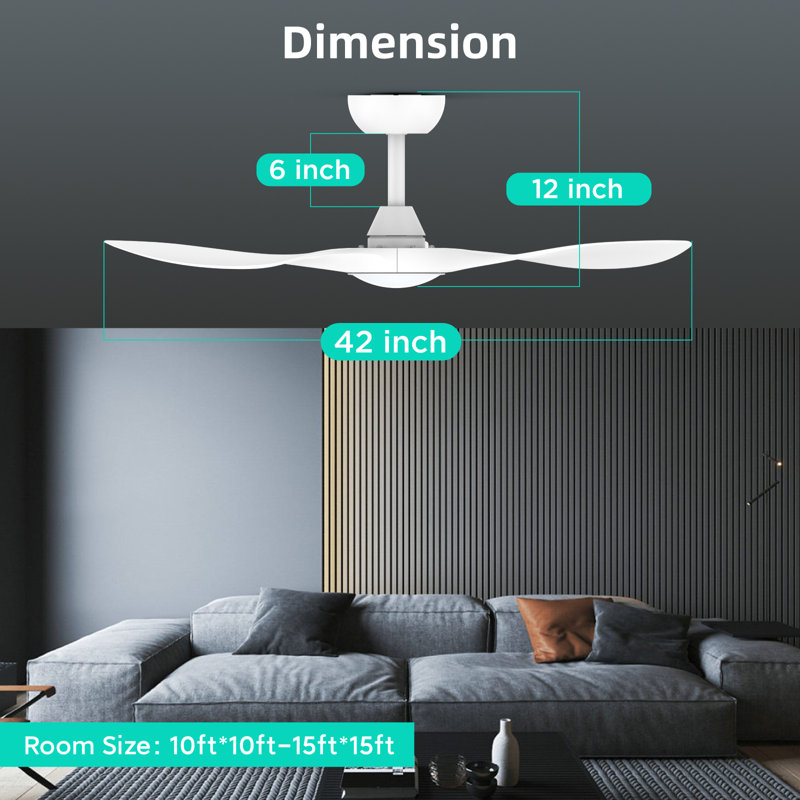 2pcs 42-inch Ceiling Fans With Lights And Remote Control White, White, White