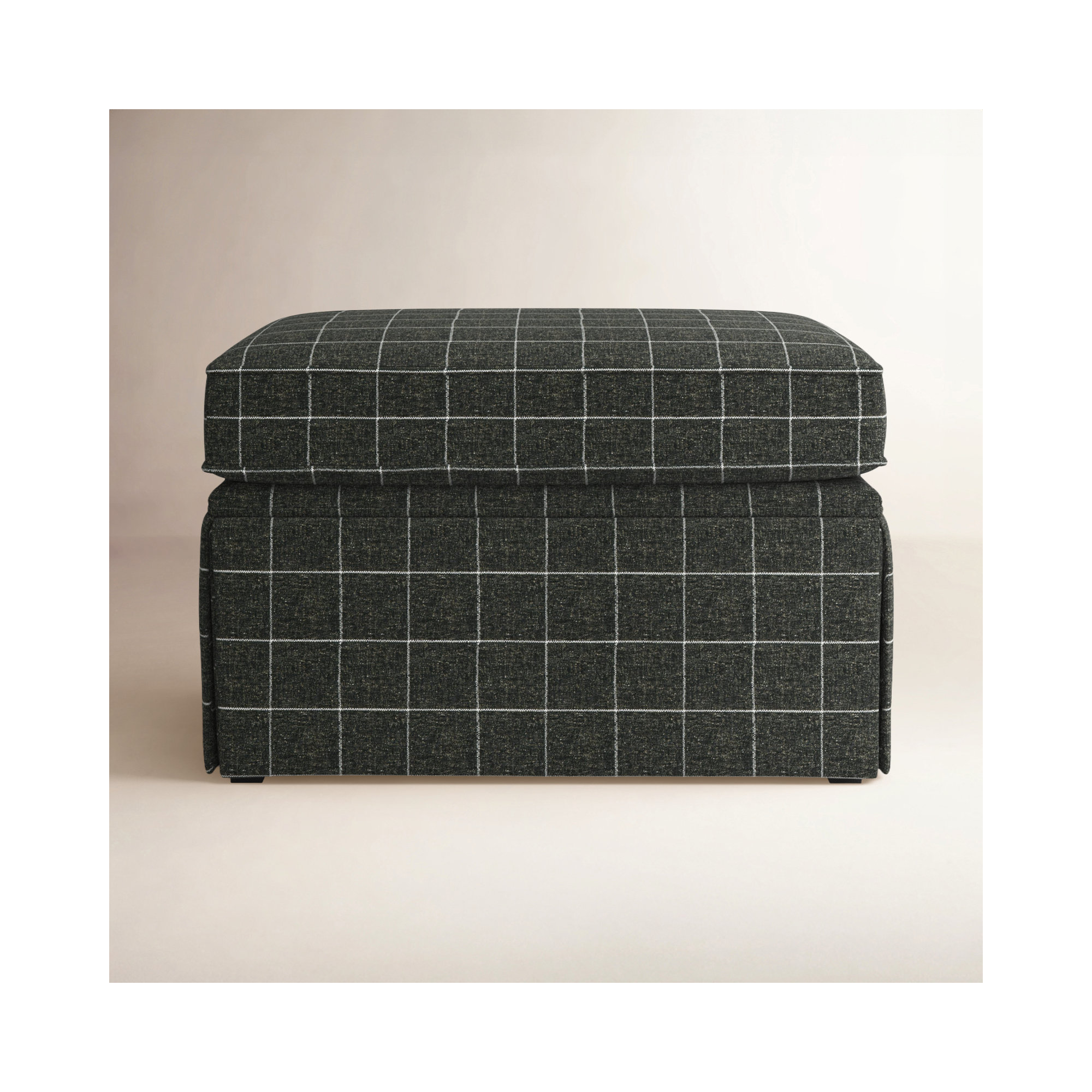 Masset Upholstered Ottoman, Savane 45 Charcoal Plaid