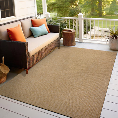 Distressed Frame Reversible Jute-Look Indoor/Outdoor Rug