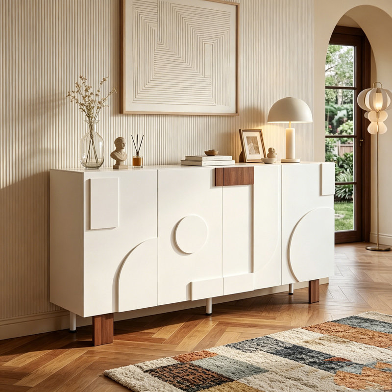 62.9'' Wide Modern White Sideboard Buffet Cabinet