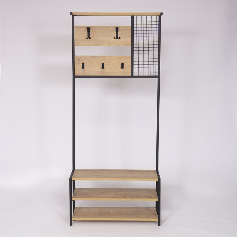 Portemanteau avec rangement pour chaussures Chantal, Chêne