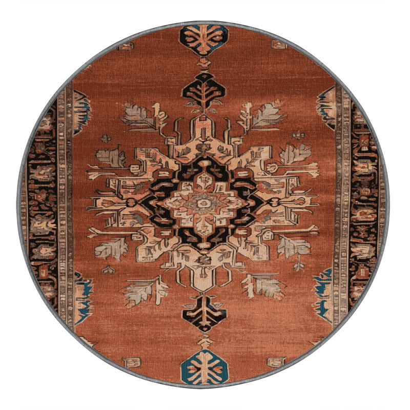 Tapis brun lavable à la machine, Rond 6 pi