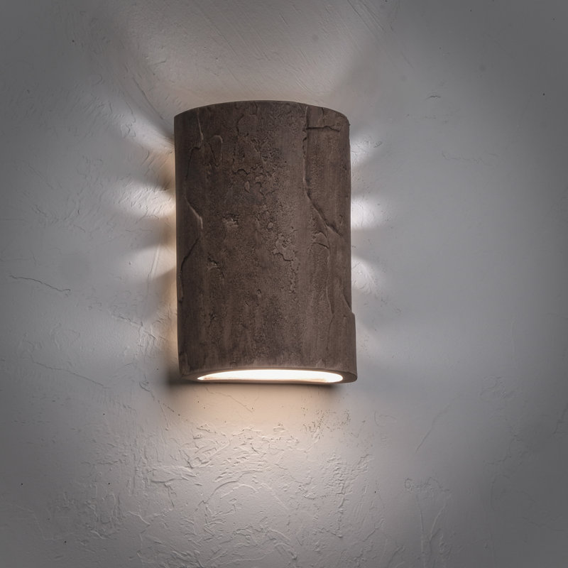 Ampoules murales d'extérieur encastrées en céramique Donnice, ampoule DEL incluse, Adobe, H 10 po x l 7 po x P 4,5 po
