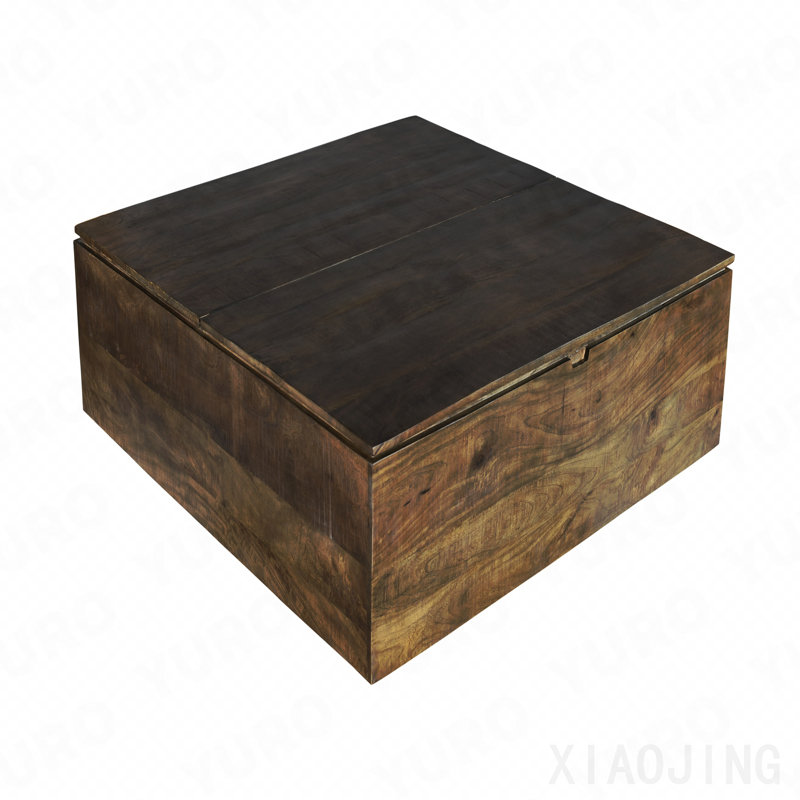 Grande table basse à coffre rustique