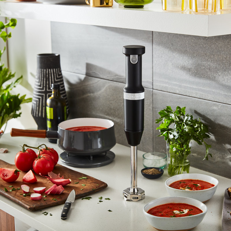 Mélangeur à main à vitesse variable sans fil avec hachoir et fouet KitchenAid®, Noir