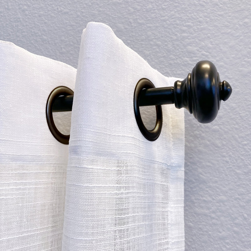 Madyson Metal Adjustable Single Curtain Rod, 2" H x 48" W x 4" D, Black