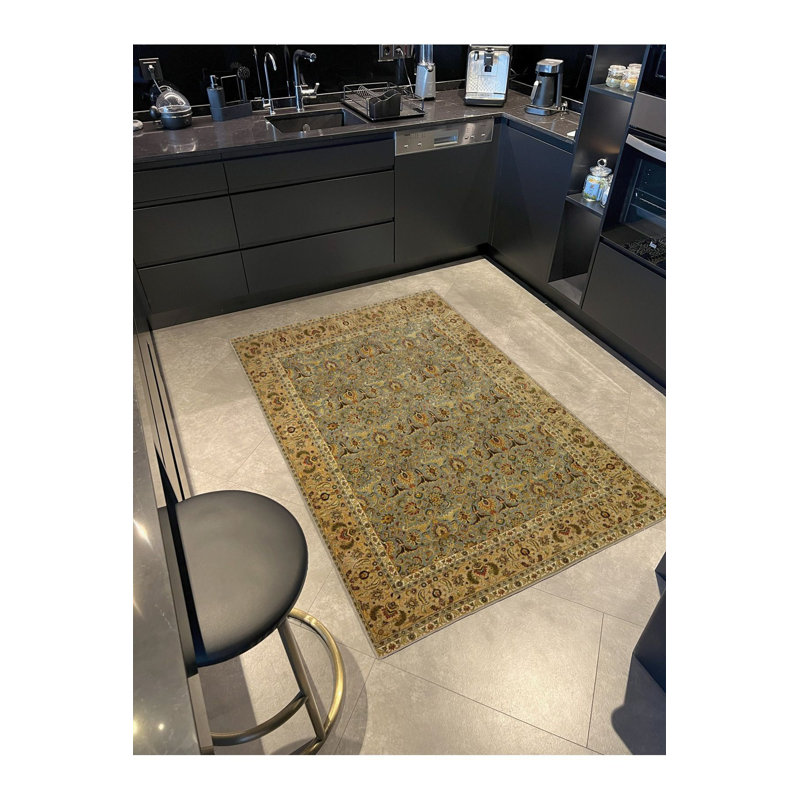 Tapis décoratif moderne à motif de paille lavable à la machine, Sous-tapis rond 3 pi 3 po inclus