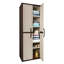 Grande armoire de rangement robuste avec 2 portes, beige / espresso