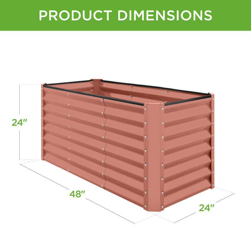 Sebian 4x2x2ft Outdoor Metal Raised Garden Bed, Planter Box for Vegetables, Flowers, Herbs, Orange