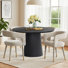 5-Piece Modern Dining Set with Round Pedestal Table and Upholstered Open-Back Chairs