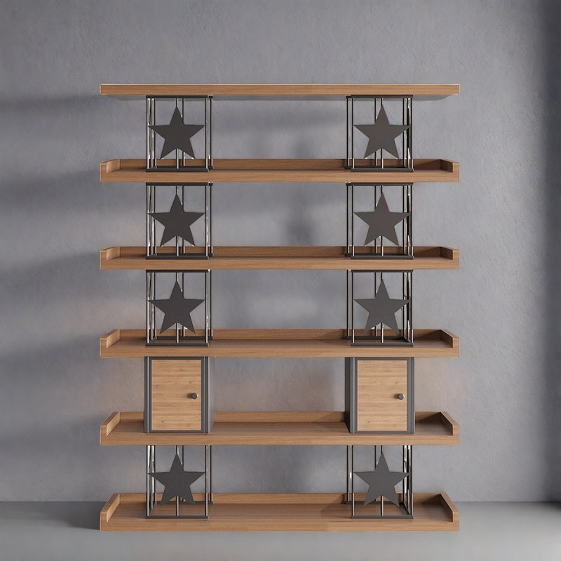 Useful and good-looking bookcase, Dark Brown/Black, (6 Shelves) 70.8"H x 55.1"W x 13.7"D