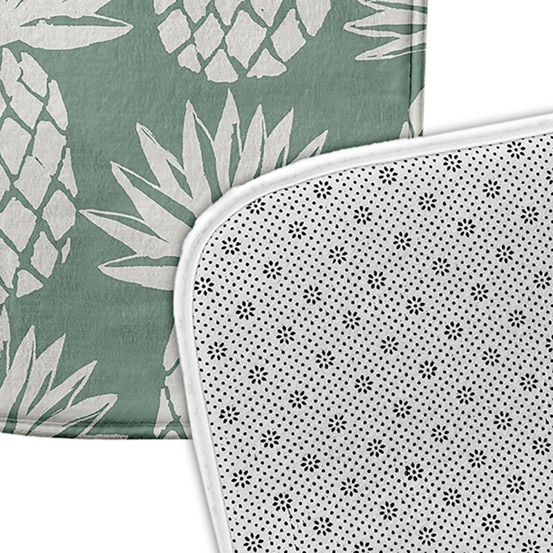 Tapis de bain à motif ananas, L 21 po x L 34 po, Vert