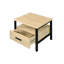 Table d'appoint avec finition en chêne et noir, pieds en métal, 1 table de rangement ouverte, pieds et tablette