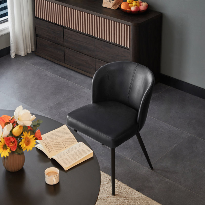 Chaise de salle à manger rembourrée en similicuir (ensemble de 6), Noir