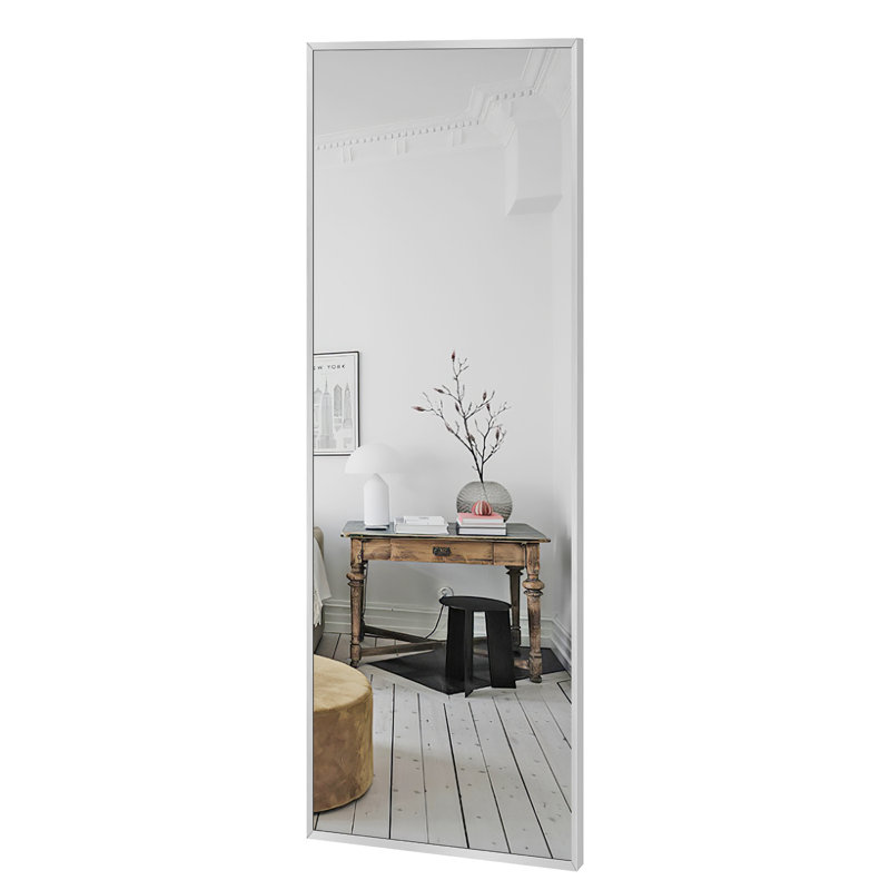 Talma Wood Flat Mirror, Light Gray, 59" H x 19" W