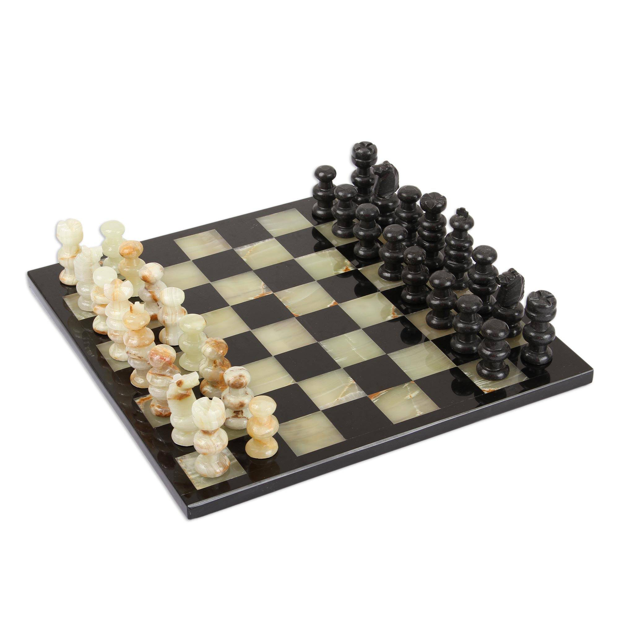 Novica Verdant Challenge Onyx And Marble Chess Set