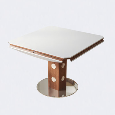 47.2" Extendable Round Dining Table for 4-6 People, Folding Kitchen Table with Drop Leaf, Sintered Stone Top & Walnut Wood Column, Space-Saving for Sm