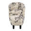 Fauteuil d'appoint d'inspiration design rétro avec repose-pieds, dossier rond revêtu de tissu, compact et élégant pour les intérieurs modernes