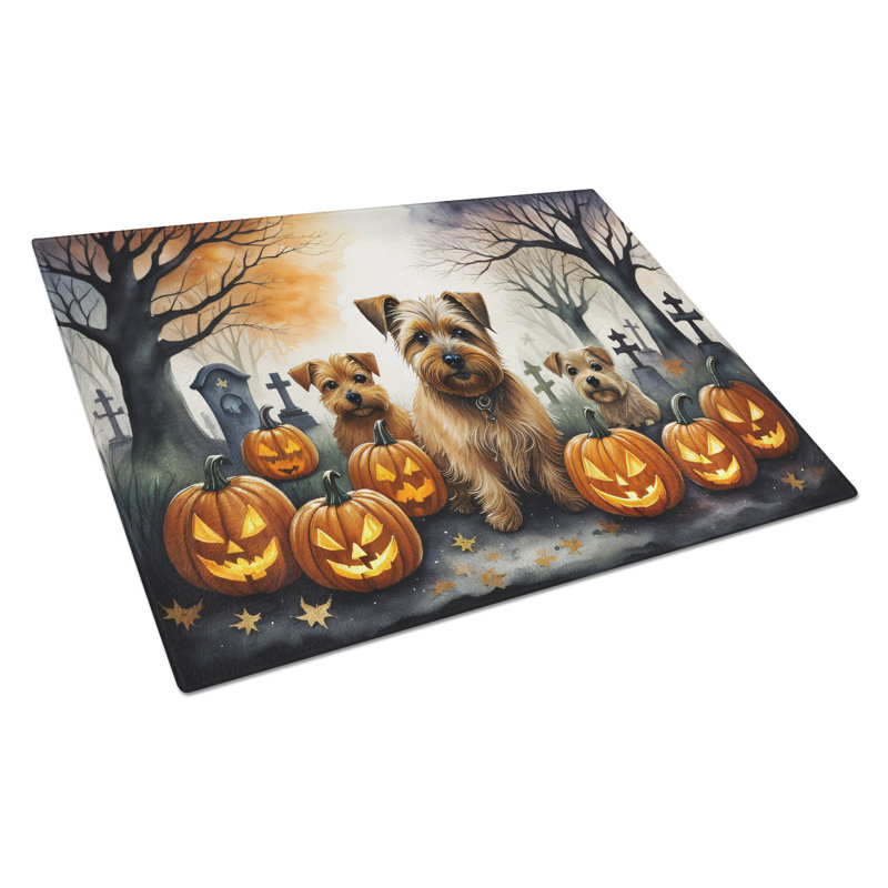 Norfolk Terrier Spooky Halloween Glass Cutting Board Large