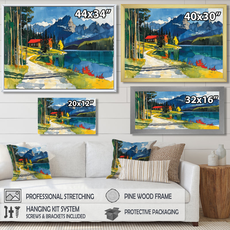 «Relaxing Mountain Lake Landscape In Canada - Canada», reproduction d'art, Toile encadrée blanche avec une seule photo