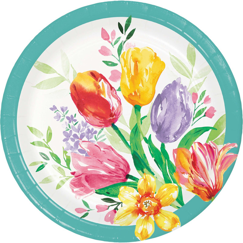 Assiettes en papier Creative Converting Beautiful Blooms, 24 ct.