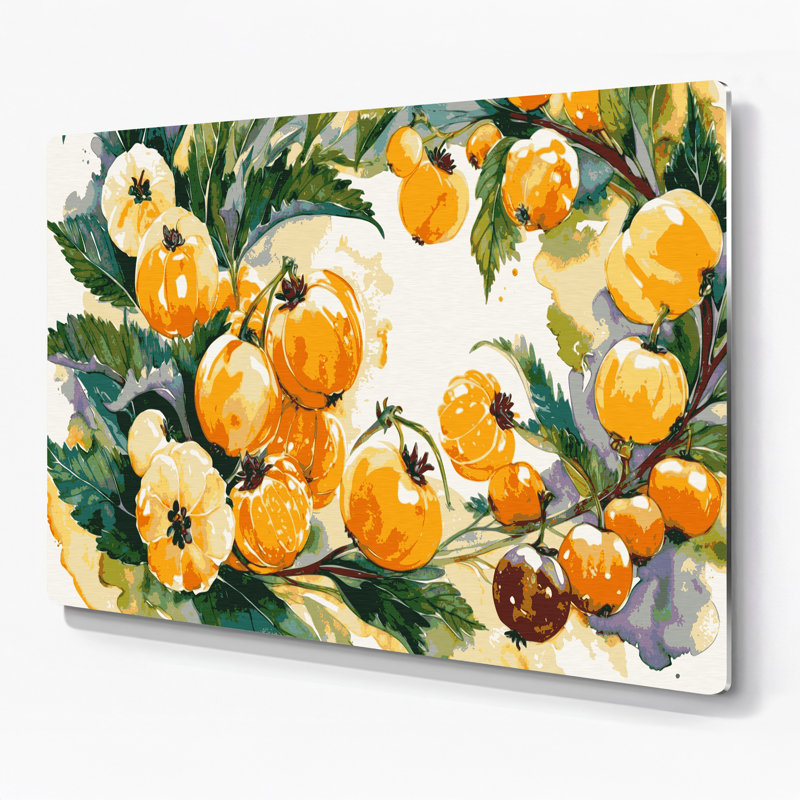 Fruit Cloudberry Brown Metal Wall Art, 11" H x 14" W