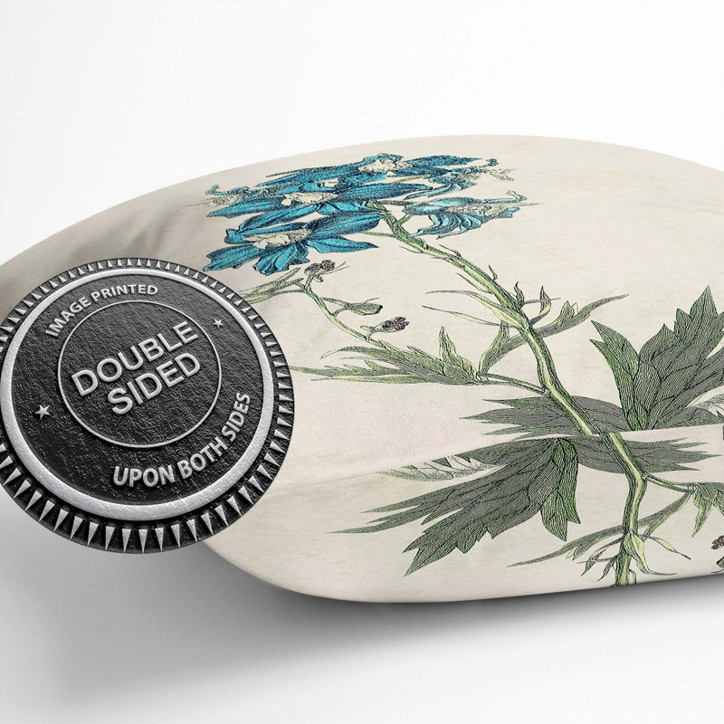 Illustration of Blue Wildflowers Cushion with Filling, 40cm H x 40cm W x 15cm D