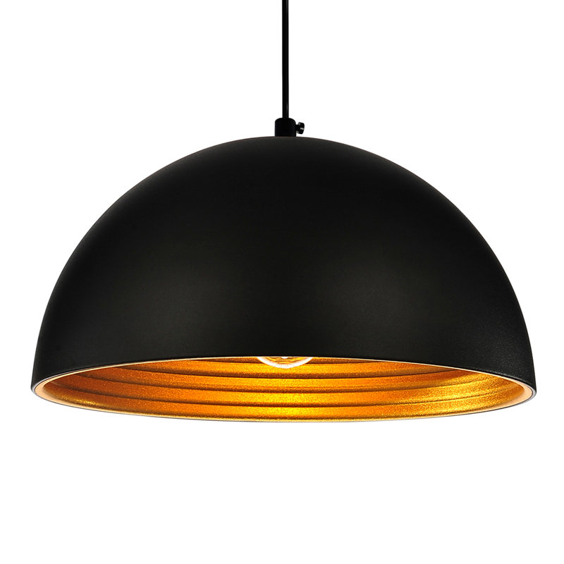 Mini-luminaire suspendu 1 lumière avec finition noire, H 6 po x l 12 po x P 13 po
